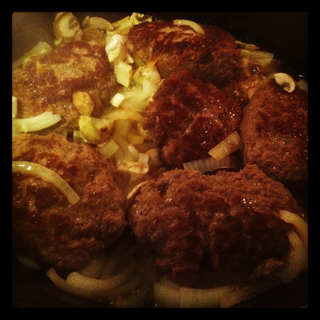 O.M.G. Salisbury Steaks in the pan